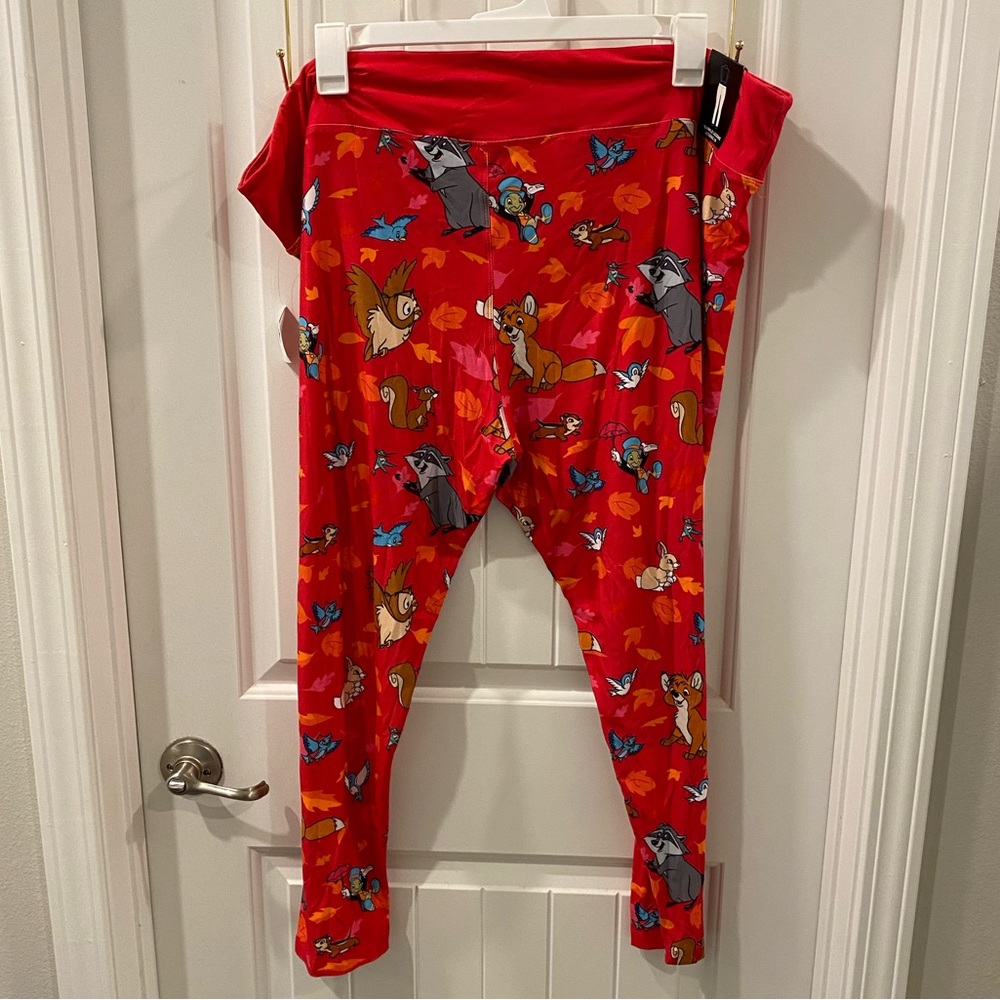Disney Parks Red Leggings Forest Friends, Fox And The Hound Pocahontas 3X NWT